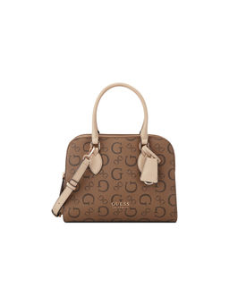 Guess - Brown Monogram Delphina Shoulder Bag with Detachable Strap