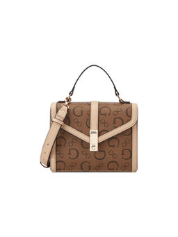 Guess - Brown Monogram Delvin Crossbody Flap Bag
