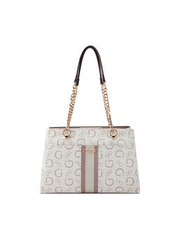 Guess - Off White Monogram Brecken Tote Bag