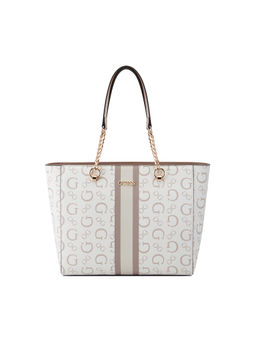 Guess - White Monogram Brecken Tote Bag