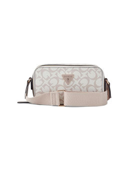 Guess - Off White Monogram Charlestown Mini Crossbody Bag