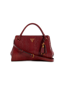 Guess - Burgundy Textured Annita Girlfriend Satchel Bag with Detachable Strap