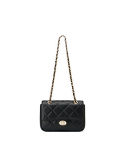 Guess - Black Quilted Greenberry Mini Crossbody Flap Bag