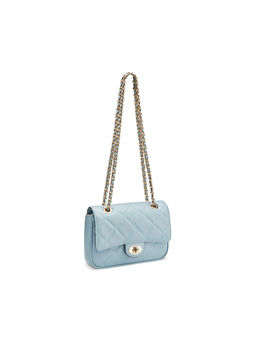 Guess - Blue Quilted Greenberry Mini Crossbody Flap Bag