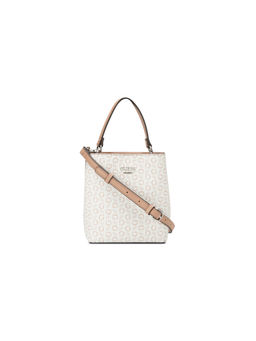 Guess - Off White Monogram Kamri Mini Handbag with Detachable Strap