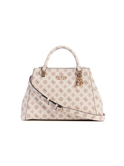 Guess - Cream Printed Evelune Girlfriend Satchel Bag with Detachable Strap