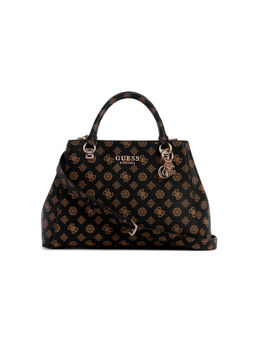 Guess - Brown Printed Evelune Girlfriend Satchel Bag with Detachable Strap