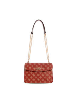 Guess - Red Monogram Evelune Convertible Xbody Flap Bag