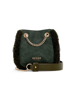 Guess - Green Fur Logo Davika Convertible Crossbody Bag