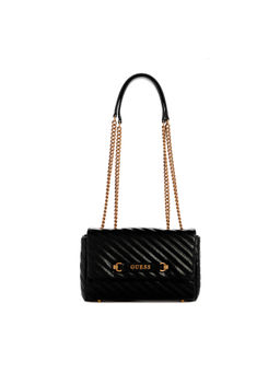 Guess - Black Quilted Sela Convertible Xbody Flap Bag
