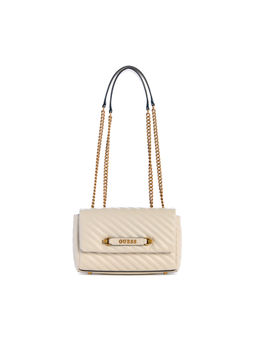 Guess - Beige Quilted Sela Convertible Xbody Flap Bag