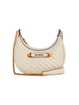 Guess - Beige Quilted Sela Mini Crossbody Sling Bag