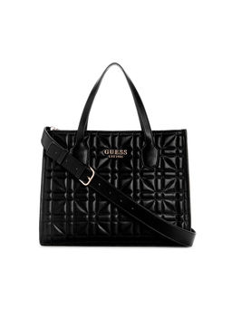 Guess - Black Quilted Silvana 2 Comp Tote Bag with Detachable Strap