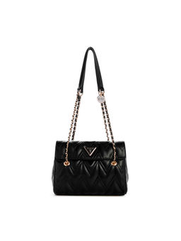 Guess - Black Quilted Eda Flap Shoulder Bag