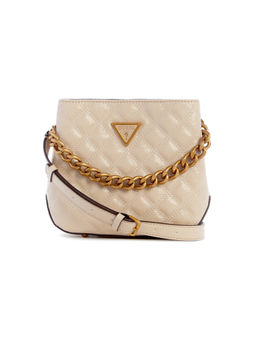 Guess - Beige Quilted Textured Eire Small Handbag with Detachable Strap