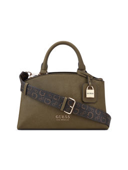 Guess - Olive Solid Easley Small Satchel Bag with Detachable Strap