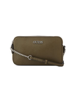 Guess - Olive Solid Tide wood Mini Compartment Crossbody Bag