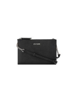 Guess - Black Solid Tide wood Mini Dbl Zip Crossbody