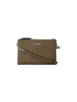 Guess - Olive Solid Tide wood Mini Dbl Zip Crossbody