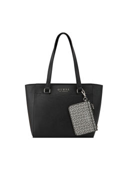 Guess - Black Solid Lockwood Carryall Tote Bag with Pouch (Set of 2)