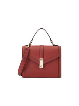 Guess - Rust Textured Delvin Crossbody Flap Bag