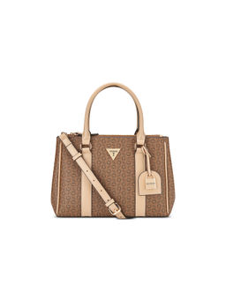 Guess - Brown Monogram Grim ball Small Satchel Bag with Detachable Strap