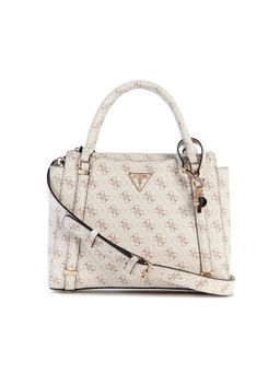 Guess - Cream Monogram Daryna 2 Comp Satchel Bag with Detachable Strap