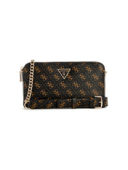 Guess - Brown Monogram Daryna Status Crossbody Bag
