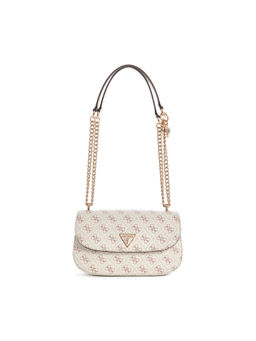 Guess - Cream Monogram Daryna Convertible Xbody Flap Bag