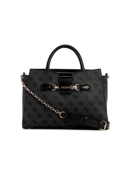 Guess - Grey Monogram Nolana Girlfriend Satchel Bag with Detachable Strap