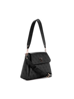 Guess - Dark Grey Monogram Sora Girlfriend Flap Crossbody Bag with Detachable Strap