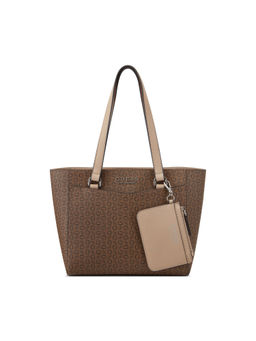 Guess - Brown Monogram Lockwood Carryall Tote Bag with Pouch (Set of 2)