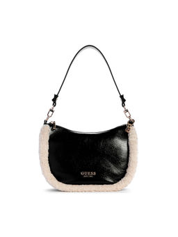 Guess - Black Solid Fur Davika Hobo Bag