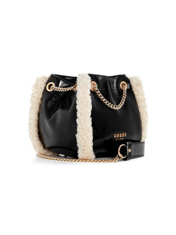 Guess - Black Fur Solid Davika Convertible Crossbody Bag