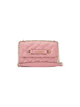 Guess - Pink Quilted Fiddlewood Mini Crossbody Flap Bag