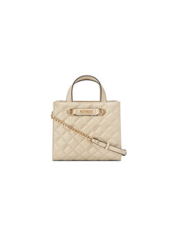 Guess - Cream Quilted Fiddlewood Mini Tote Bag with Detachable Strap
