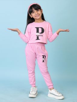 Kuchipoo - Girls Crop Top and Trackpant Co-ord Pink (Set of 2)