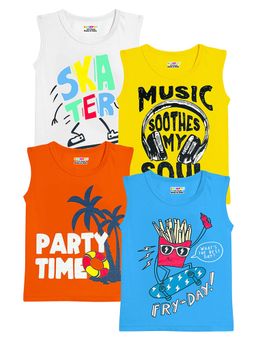 Kuchipoo - Boys Sleeveless Cotton T-shirts (Kuc-Tshrt-548, Multi-Color) (Pack of 4)