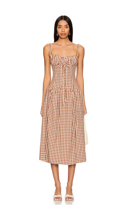 For Love & Lemons - Gingerbread Gingham Midi Dress