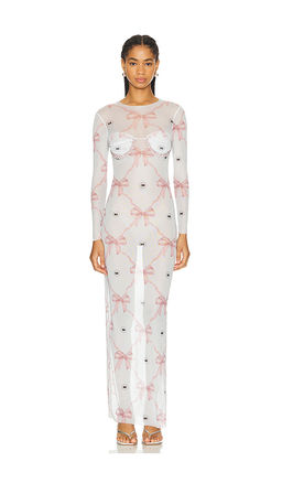 Milkwhite - Maxi Printed Mesh Dress