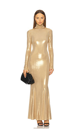 Norma Kamali - Long Sleeve Turtleneck Fishtail Gown