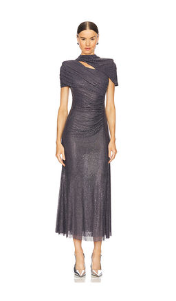 self-portrait - Rhinestone Mesh Cut Out Midi Dress