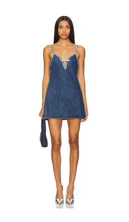 self-portrait - Denim Strappy Mini Dress