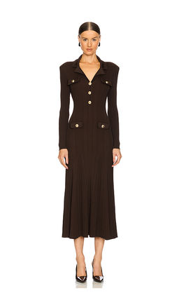 self-portrait - Viscose Rib Knit Midi Dress