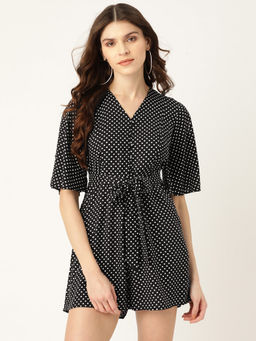 Twenty Dresses by Nykaa Fashion - Black Polka On My Mind Monochrome Playsuit