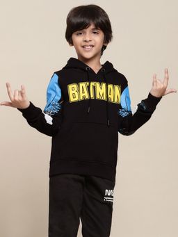 Kidsville - Batman Printed Black Hoodie for Boys