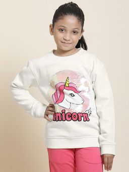 Kidsville - Printed Off-White Sweatshirt for Girls