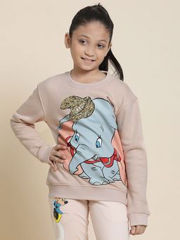 Kidsville - Dumbo Printed Beige Sweatshirt & Hoodies for Girls