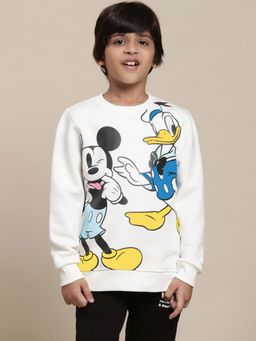 Kidsville - Mickey & Friends Printed Off-White Sweatshirt for Boys