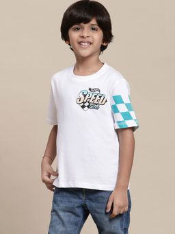 Kidsville - Hot Wheels Printed White T-Shirt for Boys